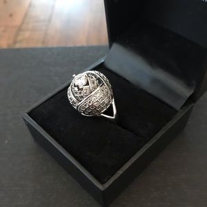 Rose Statement Ring 925 Silver, White Topaz and CZ Ring